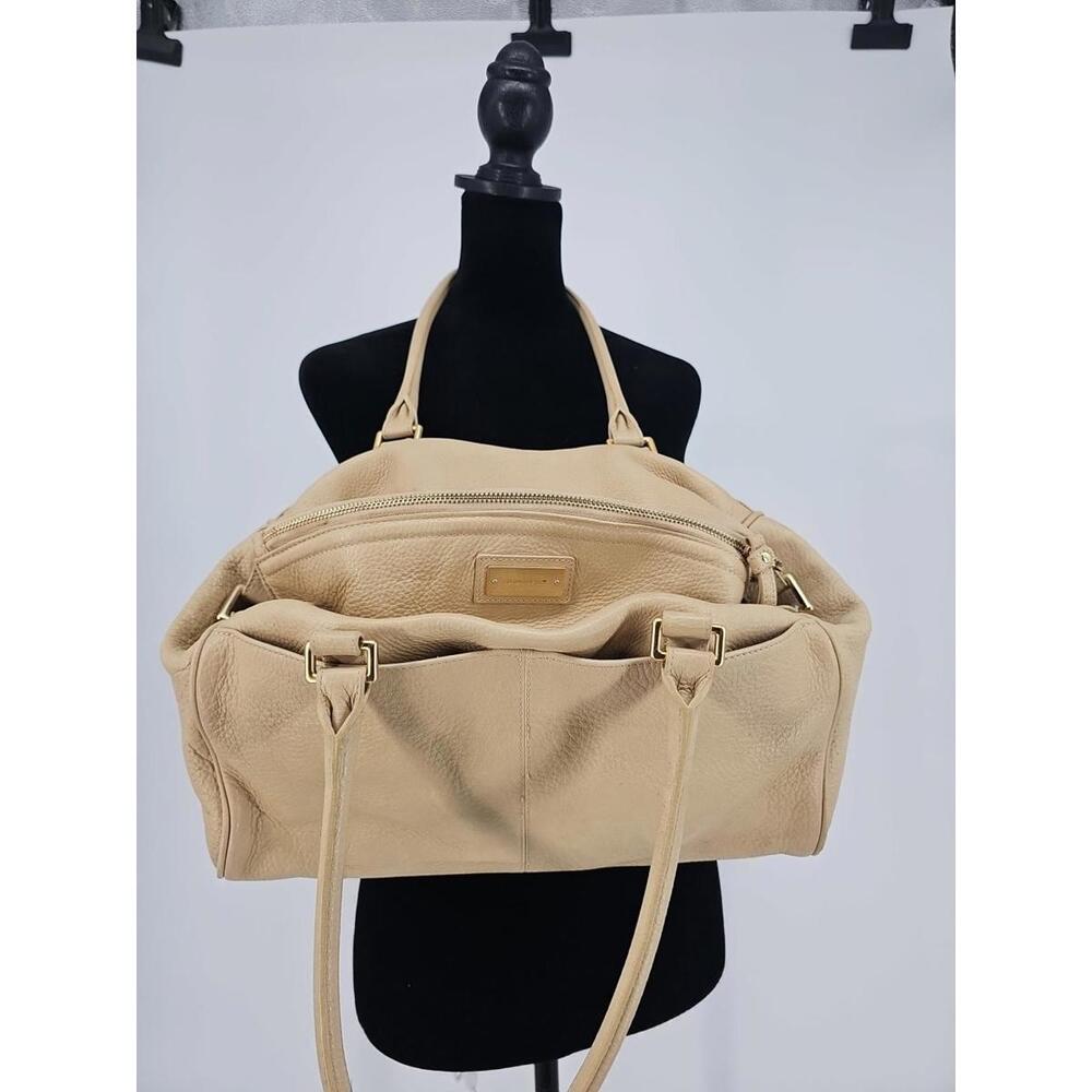 Brahmin Satchel Bag Vintage Retro Glam Tan Pebbled Leather Double Handle Handbag - Picture 5 of 9